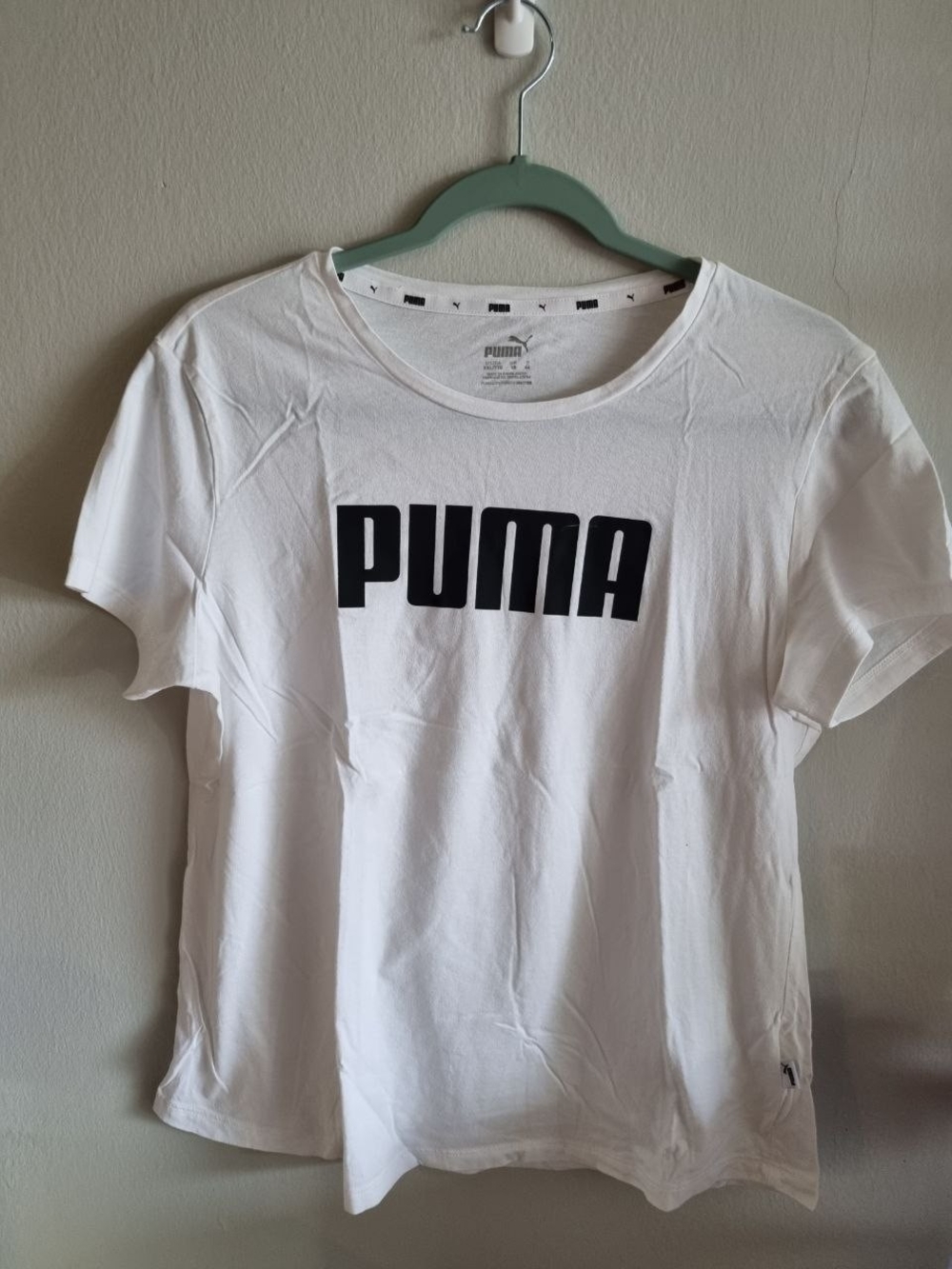 Puma White Short Sleeve Tee with Black Logo